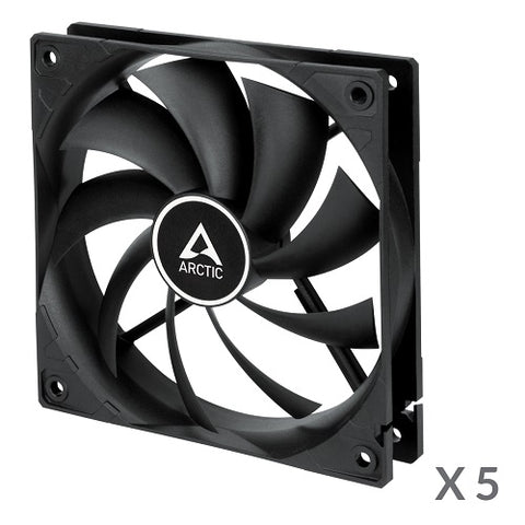 ARCTIC F12 PWM Case Fan, 4-pin, 120mm, Black, 5 pcs