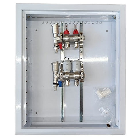 Heating Manifold 2 Loops with Thermal Actuators NC AC230V and Flow Meters