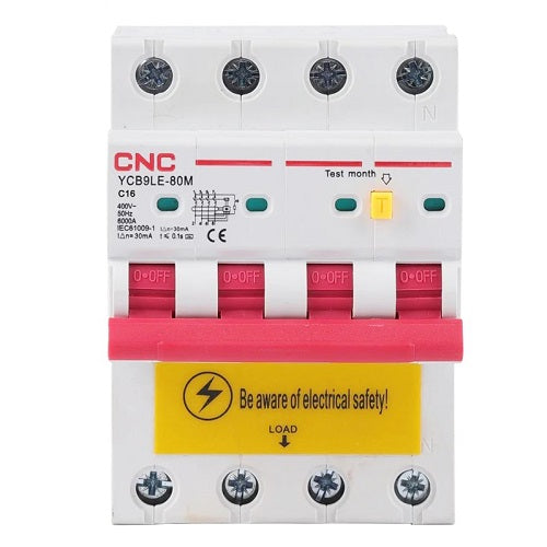 Residual Current Breaker with Over-Current, 4P, 16A, class C, 30mA, 6kA