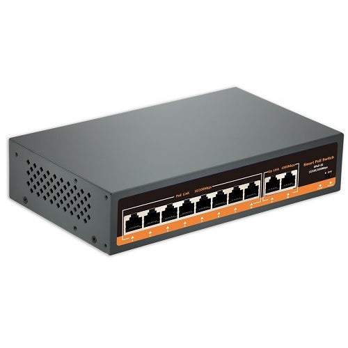 PoE switch 8x100Mbps PoE + 2x Gigabit UPLINK, 120W