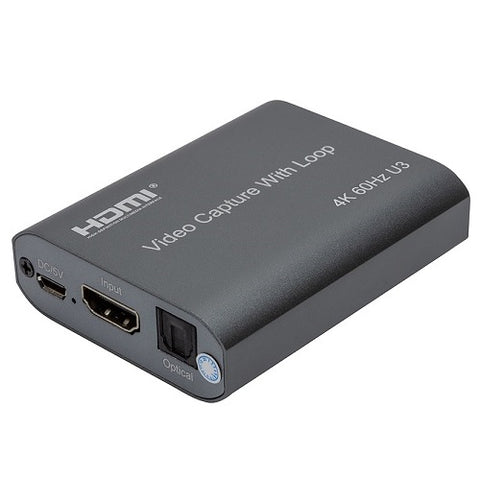 Video Capture with Loop HDMI USB3.0, 4K 60Hz