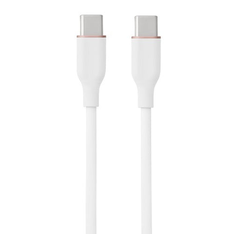 Silicone Cable USB Type-C - Type-C, 60W, (white, 1m)