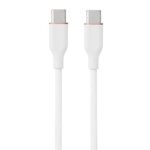 Silicone Cable USB Type-C - Type-C, 60W, (white, 2m)