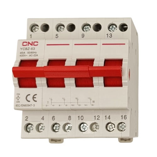 Changeover Switch CNC YCBZ-40, 4P, 40A, 1-0-2