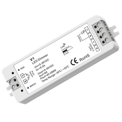 V1 Controller, 5-36V, 1x 8A, Push-Dimm