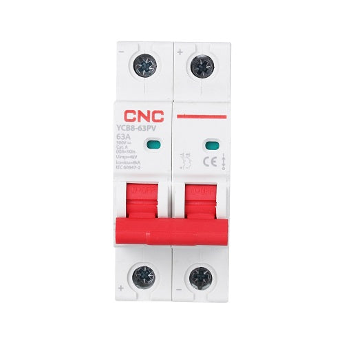 DC Miniature Circuit Breaker, 2P, 63A, Cat.A, 500VDC, 6kA
