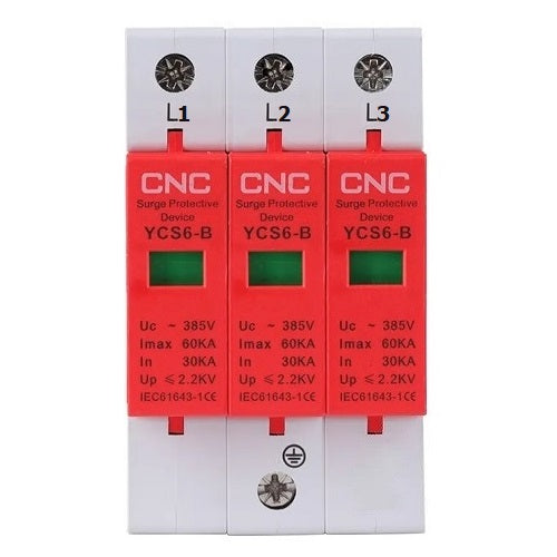 Surge Protection Device, 3P, Class B, 30-60 kA, 385VAC
