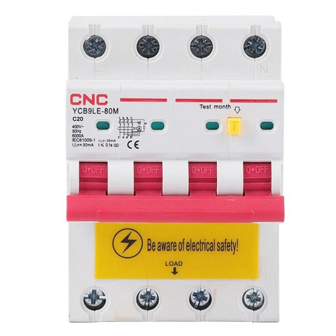 Residual Current Breaker with Over-Current, 4P, 20A, class C, 30mA, 6kA