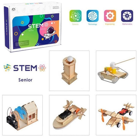 Wooden Assembly Advanced Science Lab Kit, 5in1 STEM Educational Toys