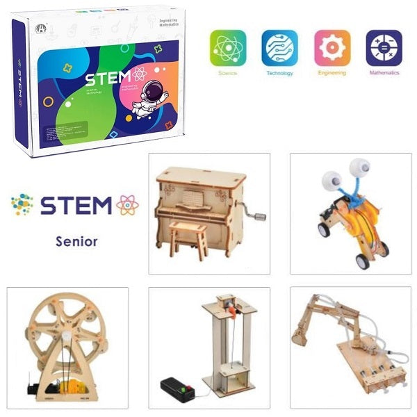 Wooden Assembly Advanced Science Lab Kit, 5in1 STEM Educational Toys