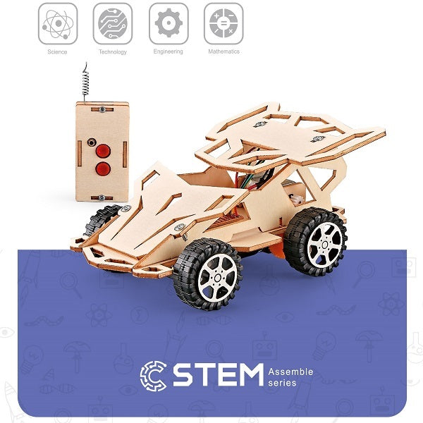 Wooden Assembly Kit Remote Control Car, STEM Educational Toy