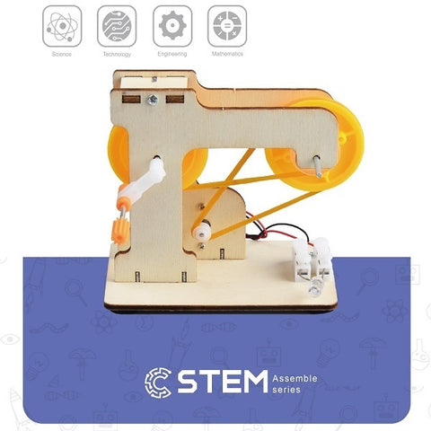 Wooden Assembly Kit Hand-Crank Power Generator, STEM Educational Toy