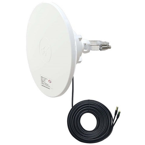 5G / LTE / CBRS 2x2 MIMO Dish Antenna, 1.7-4.2GHz, 2x 12dBi, IP67